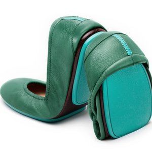 Tieks Green Leather Flats